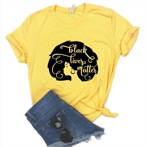 

black lives matter girl men and women print cotton casual funny lady yong tee 6 color, White;black