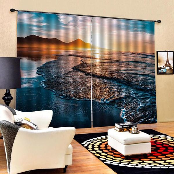 

curtain & drapes modern po window blackout curtains for living room bedroom 3d design beach wave