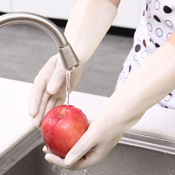 

pair of silicone gloves anti-puncture nitrile rubber kitchen durable cleaning household chores dishwashing tools disposable