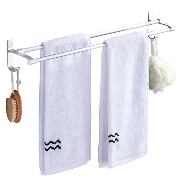

towel racks punching double pole rack hanger for toilet bathroom storage