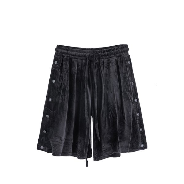 

men's shorts high street side men's buttons will see casual loose cordon shorts veet knee length hip hop pants short baggy, White;black