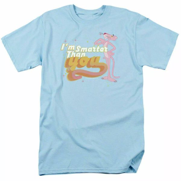 

pink panther smart cat t shirt mens licensed cartoon merch light blue, White;black