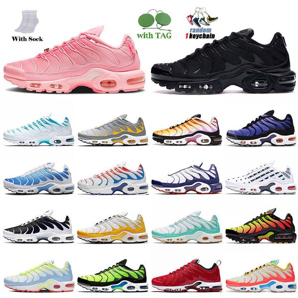 

2021 tn plus running shoes for men women triple pink atlanta color flip pack gradient black university red purple orange sherbert kaomoji wo