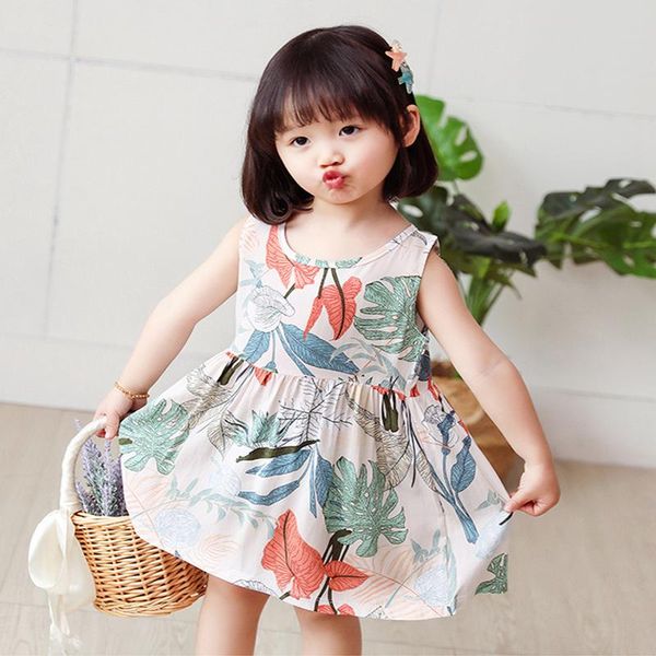 

girl's dresses girl dress summer floral cotton silk 0-8y kids vest baby toddler girls clothes casual, Red;yellow