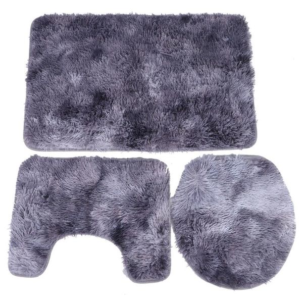 

3pcs bathroom rug set soft non slip toilet lid cover bath mat contour u-shaped home decoration mats