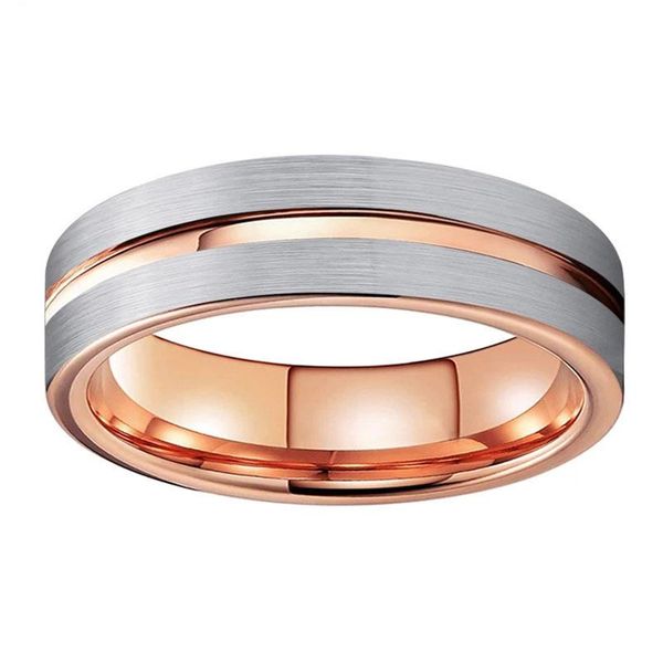 

wedding rings 6mm stainless steel ring rose gold surface brushed ladies fashion creative jewelry accessories, Slivery;golden
