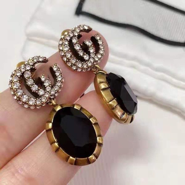 

70% off g new brass double g letter diamond earrings for women earring, Golden;silver