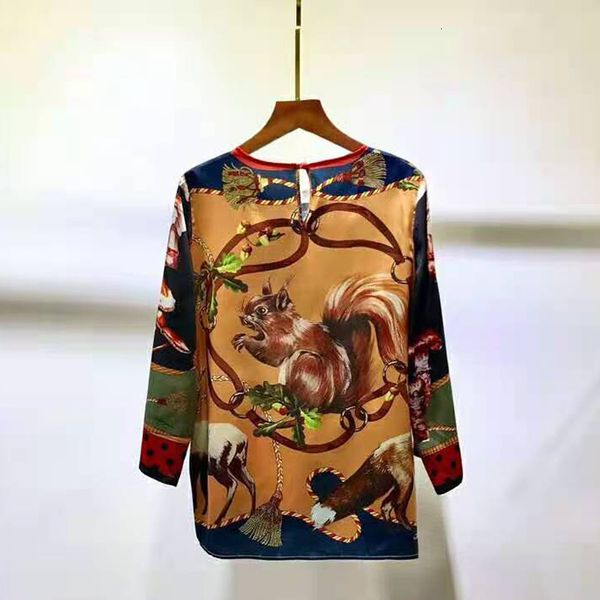 

shirts blouses seqinyy sicilia spring style new feminine fashion design clue vintage flowers printing blouse grapes, White