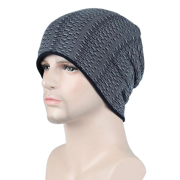 

hats, scarves & gloves sets winter men's wool and fleecy knitted hat warm pullover outdoor ear-protectors covered cap 09, Blue;gray