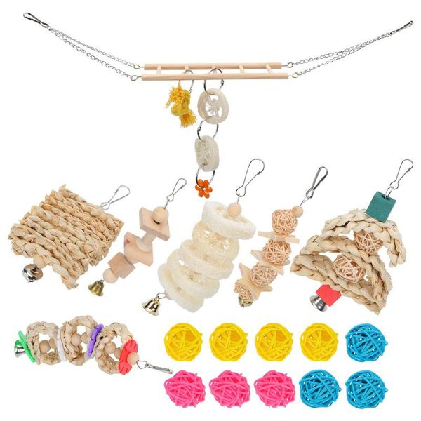 

other bird supplies 17pcs parrot chewing pet grinding nibbling molar toys