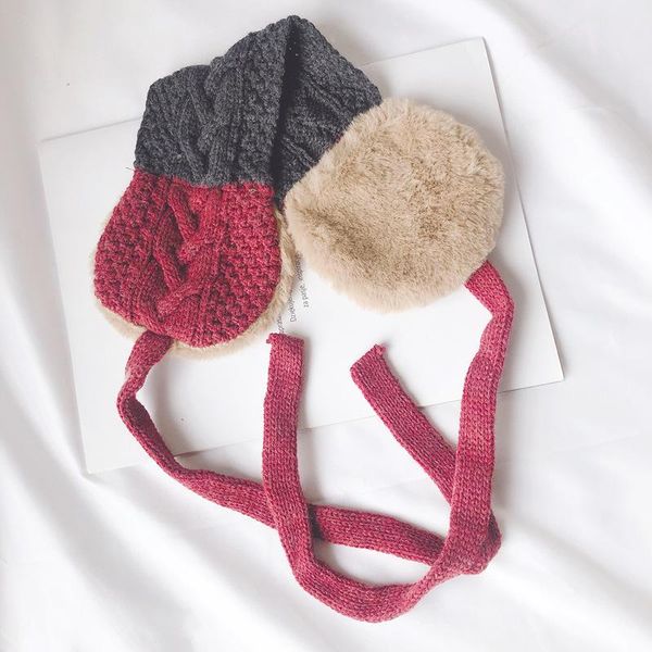 

winter knitting earmuffs for kid warm and anti-e various color movable ear cover xr- cycling caps & masks, Black
