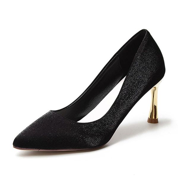 

dress shoes pointed shallow mouth stiletto women's 2021 autumn net red suede high heel wedding, Black