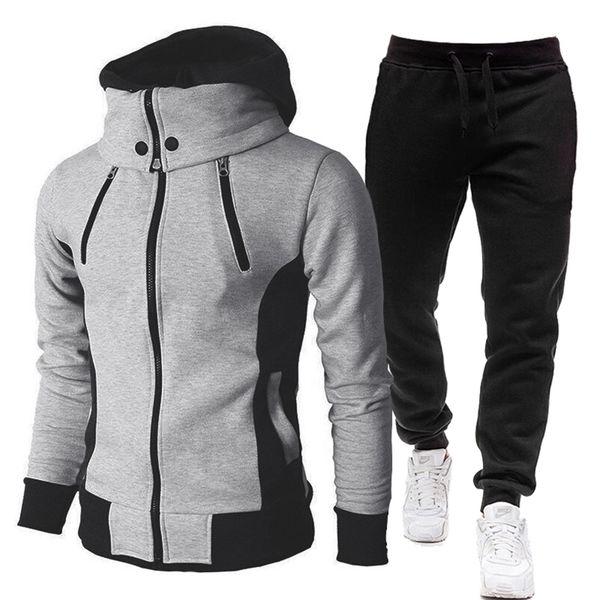 Herbst Winter Trainingsanzug Männer Anzüge Casual Hoodies Warme Zip up Sweatshirts Zwei Stück Sets Jacke + Hosen Männliche Outfit plus Größe S-4XL 211230