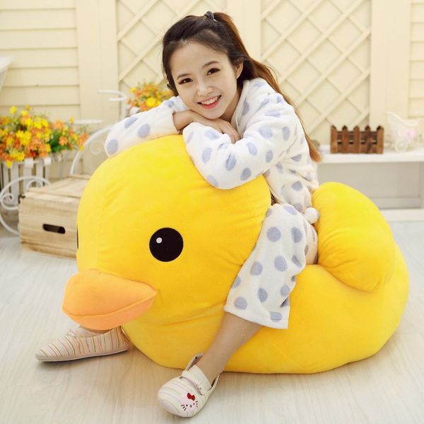 

ems shipping giant 70cm stuffed yellow duck can sit animal doll cute lifelike plushie children girlfriend birthday xmas gift