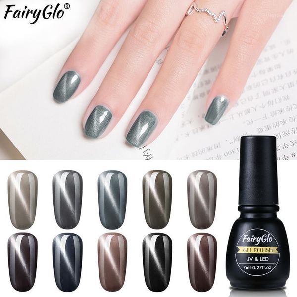 

fairyglo 7ml grey cat eye gel nail polish uv led soak off magnet art varnish lacquer manicure1, Red;pink