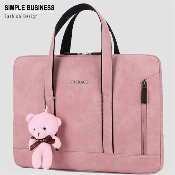 

lapbag women briefcase fashion waterproof computer sleeve case for 12 13.3 14 15 15.6 inch female handbag 210825