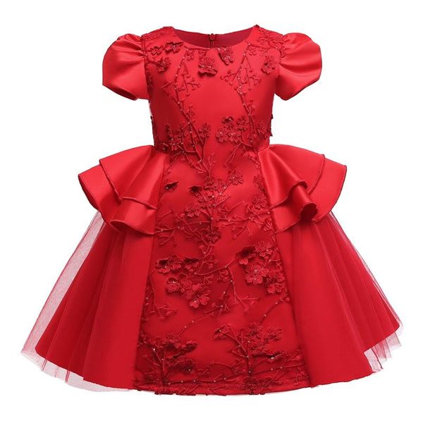 

girl's dresses baby girls year costume toddler kids wedding and birthday party lace princess dress 3 to 10 years children christmas clo, Red;yellow