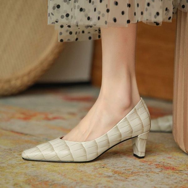 

comfortable real genuine leather high heel shoes sheepskin insole fashion leisure outdoor street walking women heels dress, Black