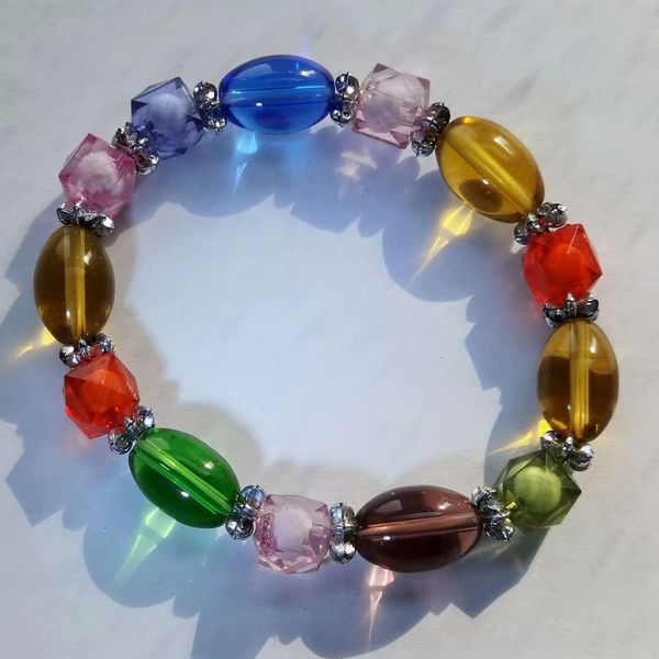 

12 pcs colorful glass beads charming bracelet, Black