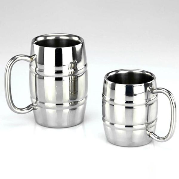 

mugs 300/450ml portable stainless steel double-layer coffee beer mug drinking cup tea, tequila, rum, juice other mixed drinks
