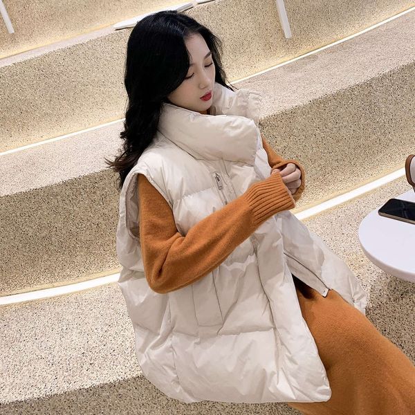 

down cotton waistcoat women's thickened in autumn winter wear loose white