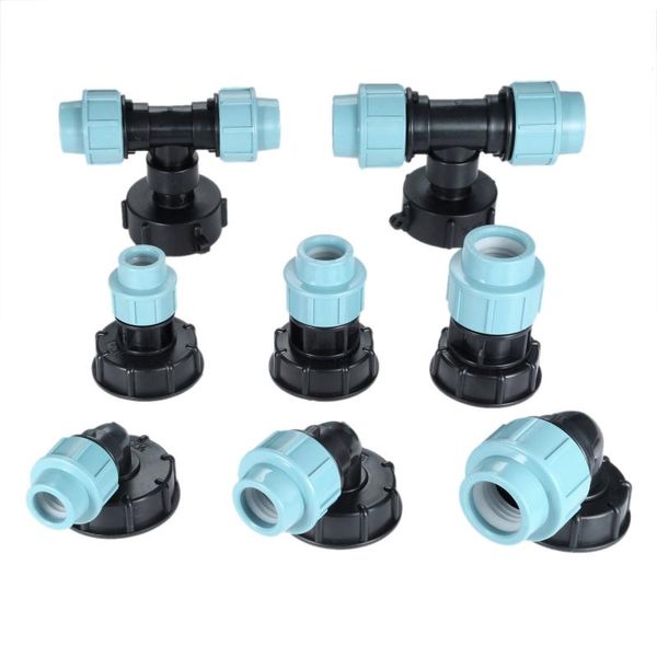 

water tank hose adapter reducer plastic connector elbow outlet 20mm/25mm/32mm three-way 1/4" coarse garden tool pipe part watering equi