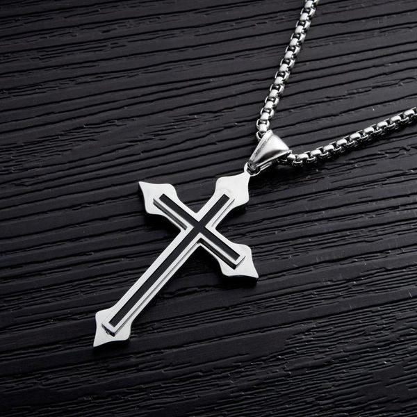 

pendant necklaces simple fashion cross chain necklace for women men luxury jewelry stainless steel christian ornament gifts, Silver