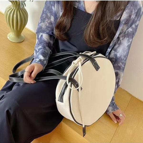 

evening bags moment 2021 round canvas patchwork shoulder bag with large volume and niche design for women's