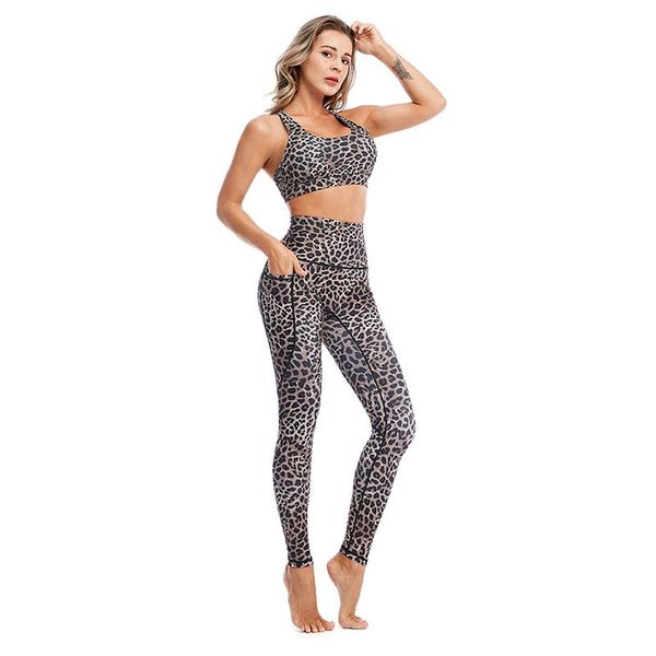 

yoga outfit leopard print pants with pockets for women bulifting fitness workout leggings high waist tummy control sport tights