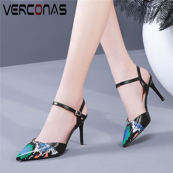 

dress shoes verconas women lace up genuine leather sandals thick heels working summer concise thin woman, Black