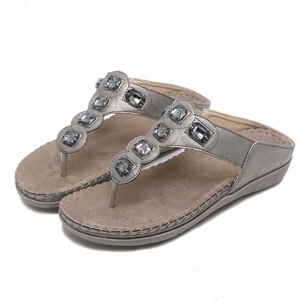 

slippers 2021 summer sandals women rhinestone flip flops beach thick sole ladies non-slip soft shoes l012, Black