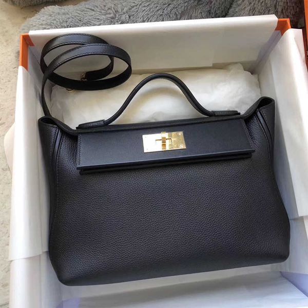 

handbag 2021 new cow leather 2424 kelly women's togo litchi h home lock one shoulder hand handbag zly