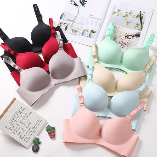 

bras seamless bra wire for women gather adjustable push up padded bralette 30 32 34 36 38 a b c d cup, Red;black