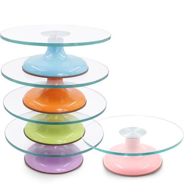 

tempered glass mounted turntable set 12 inch birthday cake anti-spin slip for baking tools decorating & pastry