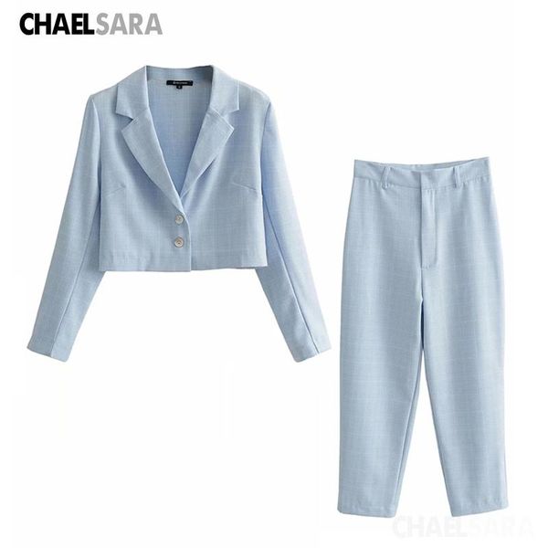 

vintage plaid 2 piece sets women short blazer jacket +pants suits ladies spring autumn office women's & blazers, White;black