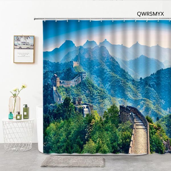 

shower curtains great wall scenery on the hills of china natural bathroom curtain home decor product