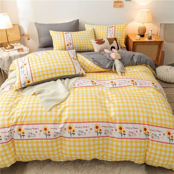 

zar four piece set of small fresh dormitory three single double bedding sheet quilt set