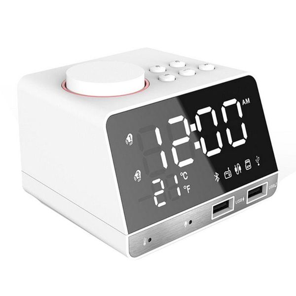 

other clocks & accessories bluetooth 4.2 radio alarm clock speaker with dual snooze usb charging port, aux tf card play, , led di