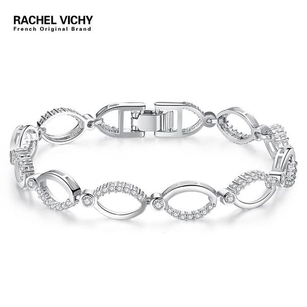 

charm bracelets rachel vichy luxury crystal for women silver rose color zircon & bangles femme bridal wedding jewelry b183, Golden;silver