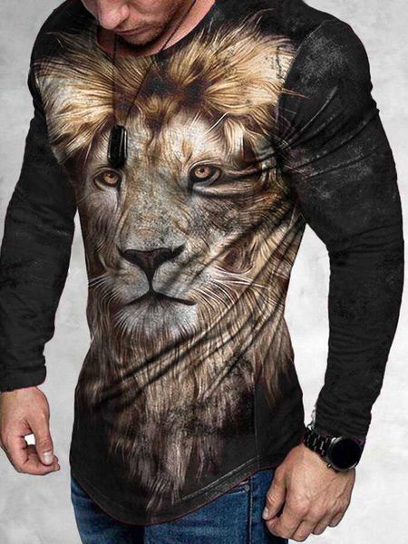 

men's 2021 fashion casual long sleeve animal skull print t-shirt, White;black