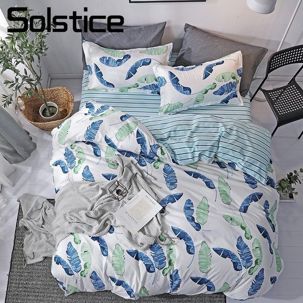 

bedding sets solstice home textile pillowcase+duvet cover+flat sheet set palm frond bed linens for woman girl king  single j9tw