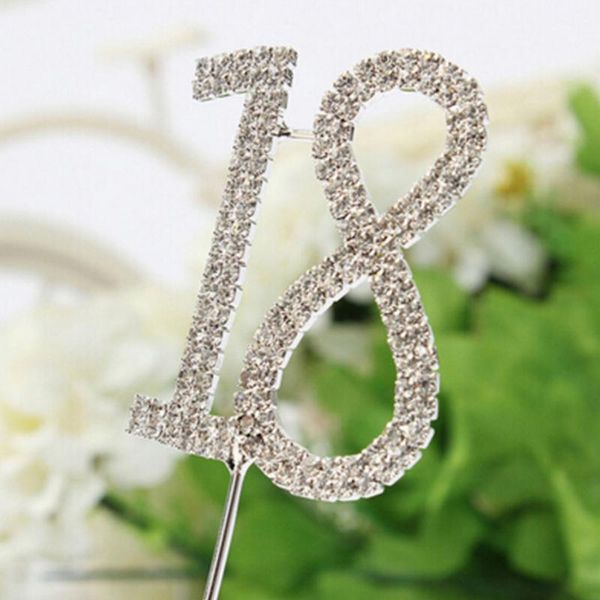 Altri rifornimenti del partito festivo Due fila leggero numero 18 Accessori Cake Topper Mini Wedding Delicato Decorazioni FAI DA TE Rhinestone Annive