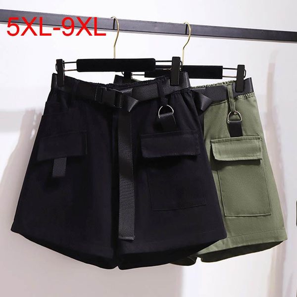 

women's shorts 150kg plus size summer bf style loose wide-leg 5xl 6xl 7xl 8xl 9xl sports casual cargo black armygreen, White;black