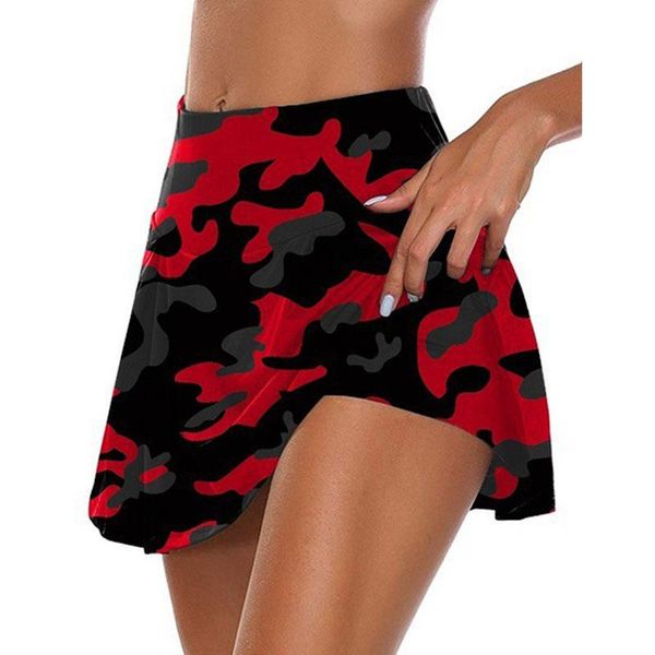 

camo printed skirt women shorts fitness jogger sweat summer high waist skirts thin cycling elastic short trousers, Black