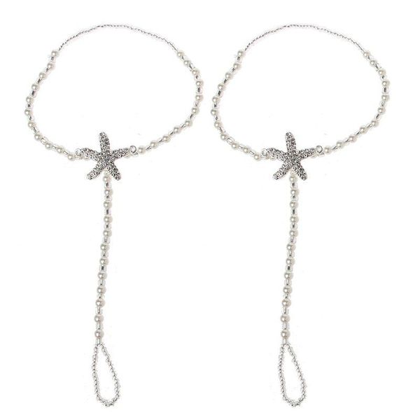 

anklets 2pcs pearl ankle chain beach wedding foot jewelry barefoot sandal anklet drop, Red;blue