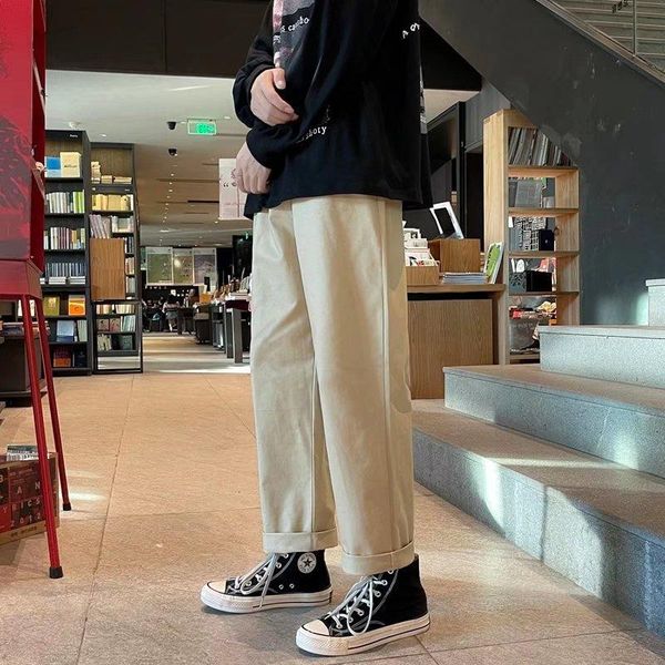 

men's pants 2021 casual sports solid color loose trousers korean brand, Black