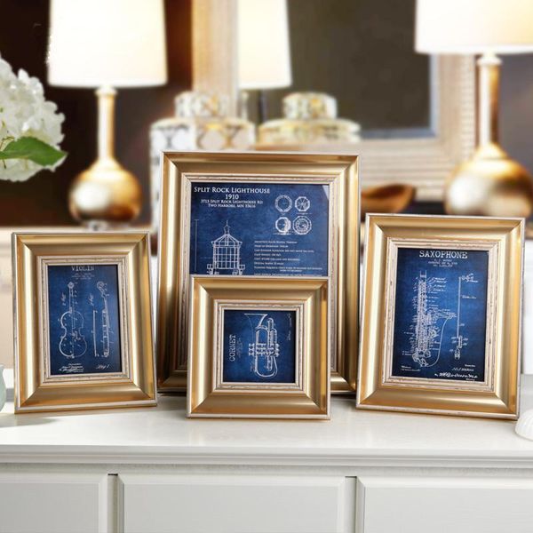 

frames european style golden color deskpo frame 1pcs rectangle 4-10" picture ps material for pictures quadros