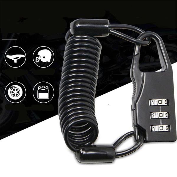 

bike locks bicycle lock anti-theft helmet motorcycle cycling scooter 3 digit combination password safety cable accessories