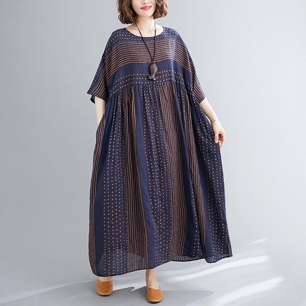 

plus size dresses patchwork print floral cotton linen loose summer dress 5xl 6xl vintage travel casual women long maxi, Black