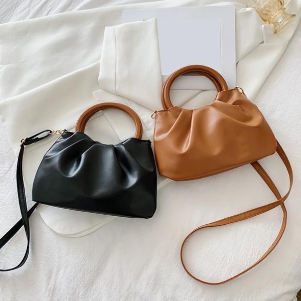 

evening bags round shape handle designer soft pu leather crossbody for women 2021 trend female shoulder handbags ladies totes